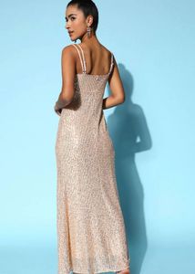 Sparkling Sequin Maxi Dress with High Slit