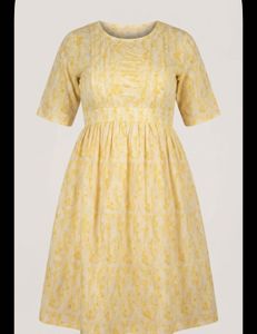 Yellow Floral Print Midi Dress