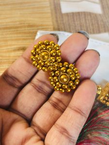 Golden Beaded Necklace and Earring Set