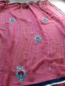 Vibrant Pink Embroidered Saree