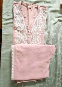 Elegant Pink Chikankari Kurta Set