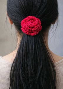handmade crochet Rose hair tie/rubber