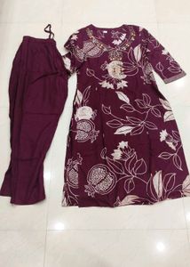 Maroon Ethnic Plazo set