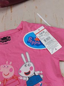5-6 year Peppa Pig Girls Pink T-Shirt and Blue Pan