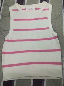 Primark Striped Cream & Pink Tank Top