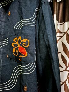 Unisex Designer Print Black Casual Shirt