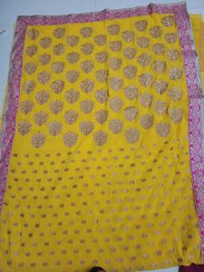 Vibrant Yellow Embroidered Saree