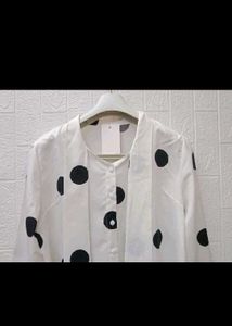 New with tag Korean Polka Dot Bow Blouse