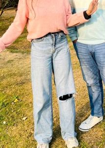 Distressed Light Wash Denim Jeans
