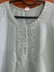 Embroidered Teal Kurta