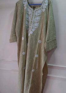 Green chex Embroidered Kurti