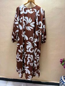 Stylish Brown Floral Print abaya