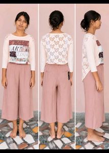 Dusky Pink High-Waist Culottes Pants (Size 30-32)