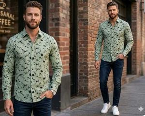 Light Green Floral Print Shirt