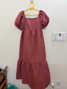 Bohemian Red Puff Sleeve Maxi Dress