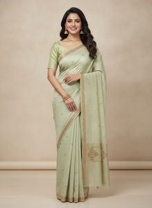 Elegant Pastel Green Saree with matching blouse