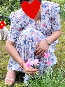 Chic Floral Print Maxi Dress(korean style)