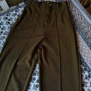 Olive Green Wide Leg Trousers