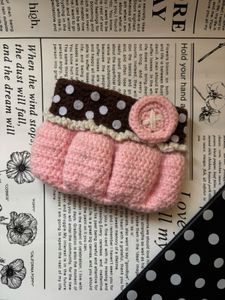 coquette y2k polka dot button pouch (crocheted)
