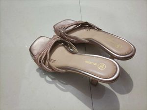 SALEZUDIO Rose Gold Heeled Sandals