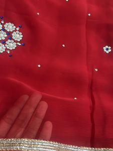 Red Embellished Saree