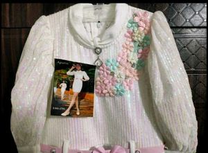 Sparkling White dress with Floral Embellishments