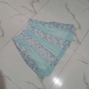 Lightweight Sheer Blue Print Skirt