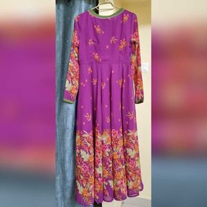 Purple Floral Anarkali Dress