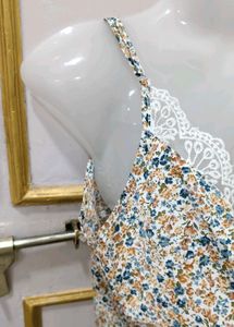 Floral Lace Trim Cami Top