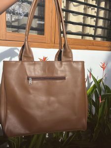 Stylish Brown Faux Leather Tote Bag
