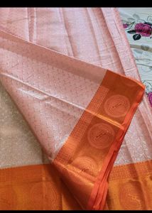 Elegant Peach Banarasi Silk Saree with blouse pc