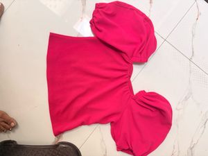 Hot Pink Puff Sleeve Top