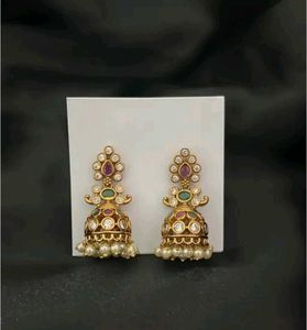 Indian Jhumka Earrings with Pearls zeronica