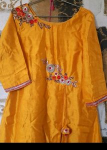 🌈Hand Embroidered Party Wear Long Kurta Dress With Tassels Very Pretty