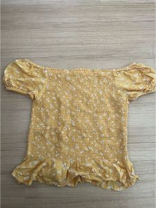 Yellow Floral Off-Shoulder Smocked Top