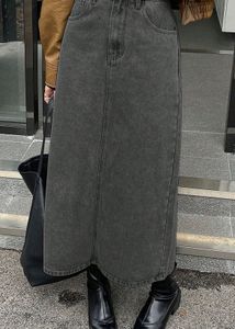 Gray Denim Maxi Skirt