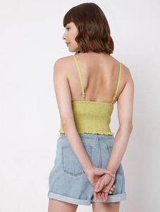 Chic Lime Green Cami Top with Ruffle Detail