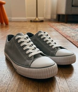 Grey Canvas Low-Top Sneakers