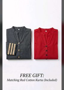 Elegant Grey Kurta with Golden Accents (free gift)