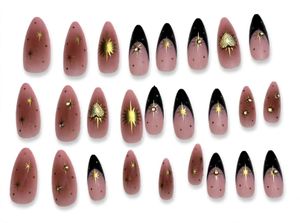 Pink Press-On Nails with Gold Accents🖤