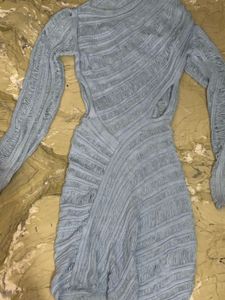 Light Blue Distressed Knit Mini Dress