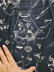 Printed Black Crop top/blouse