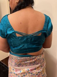 Beautiful Madhubani Print Saree With Stiched Blouse