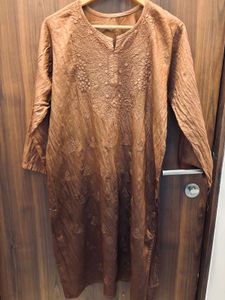 Elegant Brown Embroidered Kurta