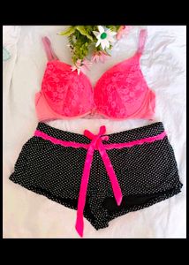 lace detail victoria secret bra with short