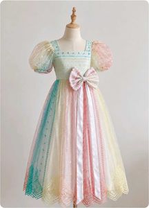 Rainbow Princess Puff Sleeve Dress
