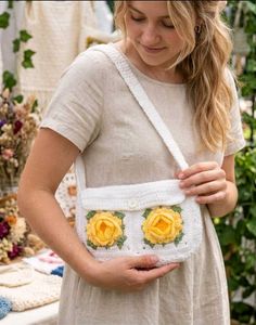 Crochet Rose Bag with Floral Detail