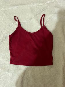 Red Spaghetti Strap Crop Top