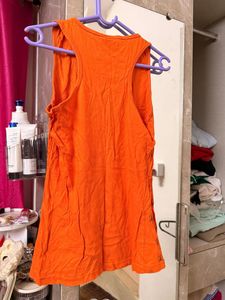 Vibrant Orange Eiffel Tower Print Tank Top