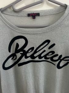 Sparkly "Believe" Ruffle Baggy Sleeve Top